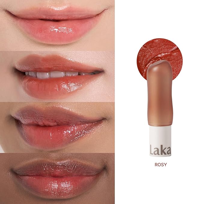 Laka Soul Vegan Lip Balm (4 Shades) Tinted, 3.9g/0.13oz, Deep Nourishing Plant-Based Lip Moisturizer, Vegan Lip Balm for Dry, Cracked and Chapped Lips (#Rosy)