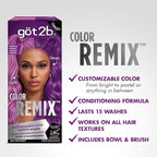got2b Color Remix Semi-Permanent Hair Color, Purple Punch 094, Customizable Temporary Hair Dye to Create A Vibrant or Pastel Shade, Easy At-Home Application, Lasts Up to 15 Washes