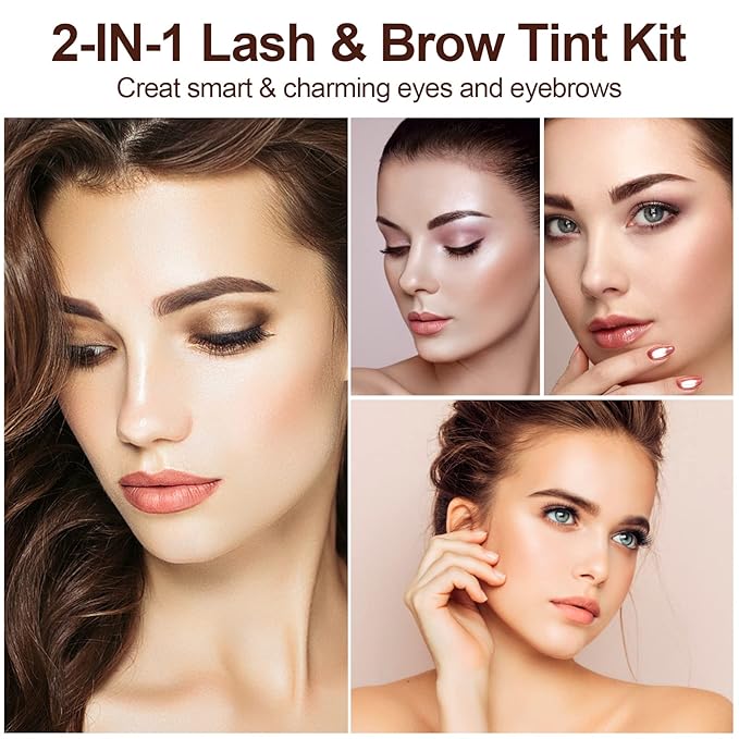 Eyelash & Eyebrow Kit, 2-In-1 Professional Lash & Brow Color Kit, Eye Brow & Eye Lash Coloring Set, Hair Color DIY Easy Use for Salon and Home 7ml Coffee/Dark Brown