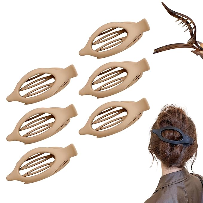 Flat Hair Clips for Women, French Hair Claw Clips for Thick, Thin, Long & Short Hair, Duck Billed Clips, No-Slip Grip Hair Styling Accessories for Women Girls Daily Use (Brown 6PCS)