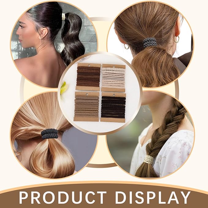 Pony tails hair ties for thick or thin hair, no damage,black,white strong bands for women or girl, Boho 40pcs,elastics hairtyes hair tie bracelets for Mother's Day,Valentine's Day,Christmas gifts.