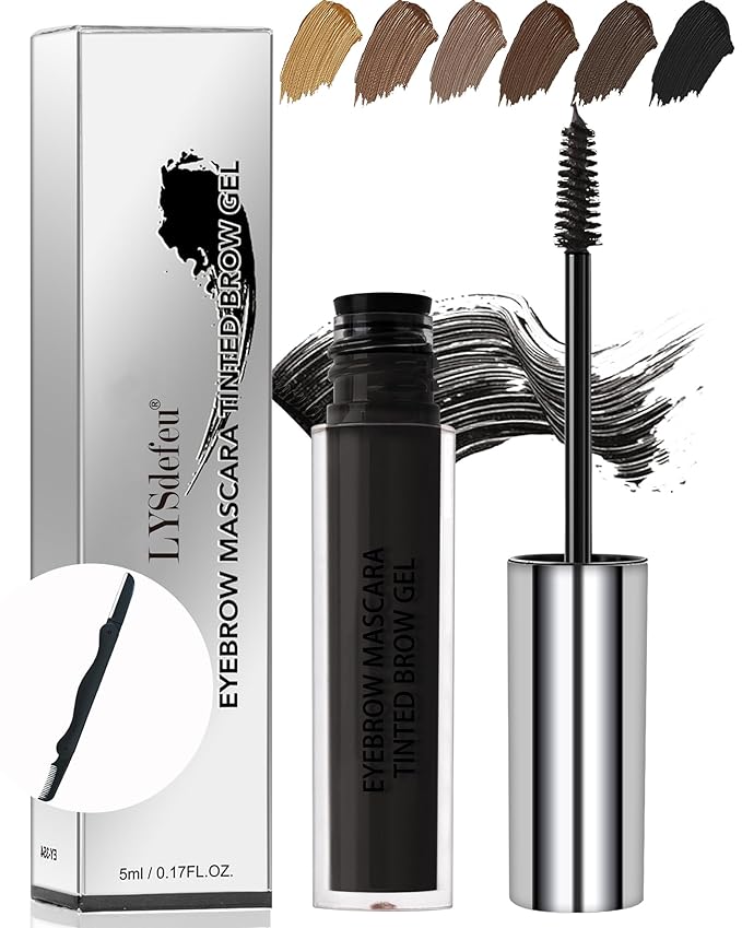 Waterproof Tinted Eyebrow Gel-Long Lasting Smudge-Proof Eyebrow Mascara Tinted Brow Glue,Eye Brow Filler,Volumizing Enhance Brow Mascara With Brow Razor,Christmas Eye Makeup Gift for Women-06 Ebony
