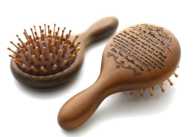 TOBOHU Engraved Wooden Hairbrush Unique Mother-in-Law Gift, Wedding Gifts for Mother-in-Law from Daughter, Son in Law Birthday Christmas Mother's Day Gifts