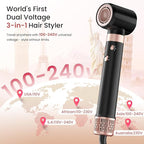 Dual Voltage 3 in 1 Hot Hair Styler – High-Speed Hair Dryer with Air Styler with Long Barrel Air Styler, European Hair Tools Styling, Fast Drying and Quick Styling, Travel Case,Gifts for Women