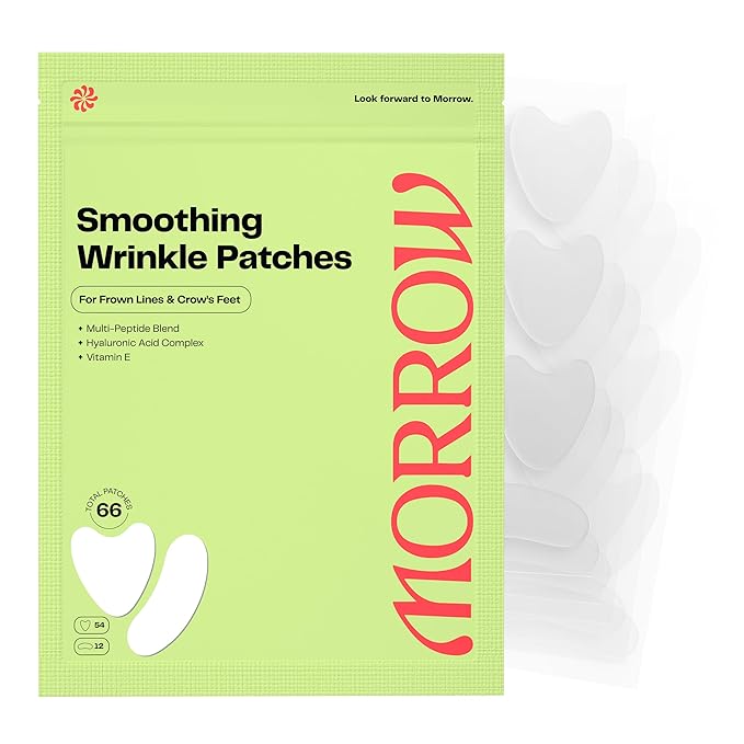 Morrow Beauty - Peptide-Infused Smoothing Wrinkle Patches - Overnight Patches for Smoothing Fine Lines and Wrinkles, Anti Aging Stickers for Crow's Feet, Elevens, Smile Lines (66 Count)