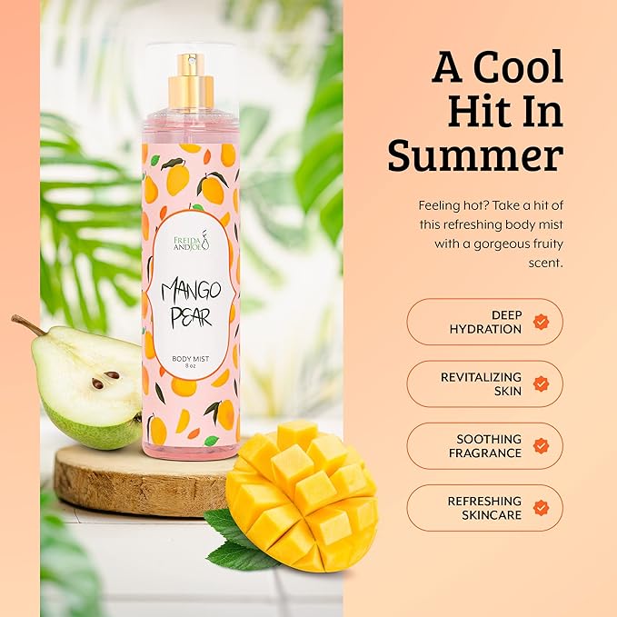 Exquisite Body Spray Mango Pear Scent: Luxury Women's Perfume Fragrance Body Mist Spray - Ideal for Special Occasions - 8 oz Fine Mist Spray Bottle