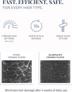 GLAMPALM Stiletto Hair Straightener 0.3" Pencil Ceramic flat iron Infused with Vita C, Korea's No.1 Professional Salon Tool for Short Hair, Dual Voltage, 7 Heat Setting(150°–450°), 10s Heat-Up (GP141)