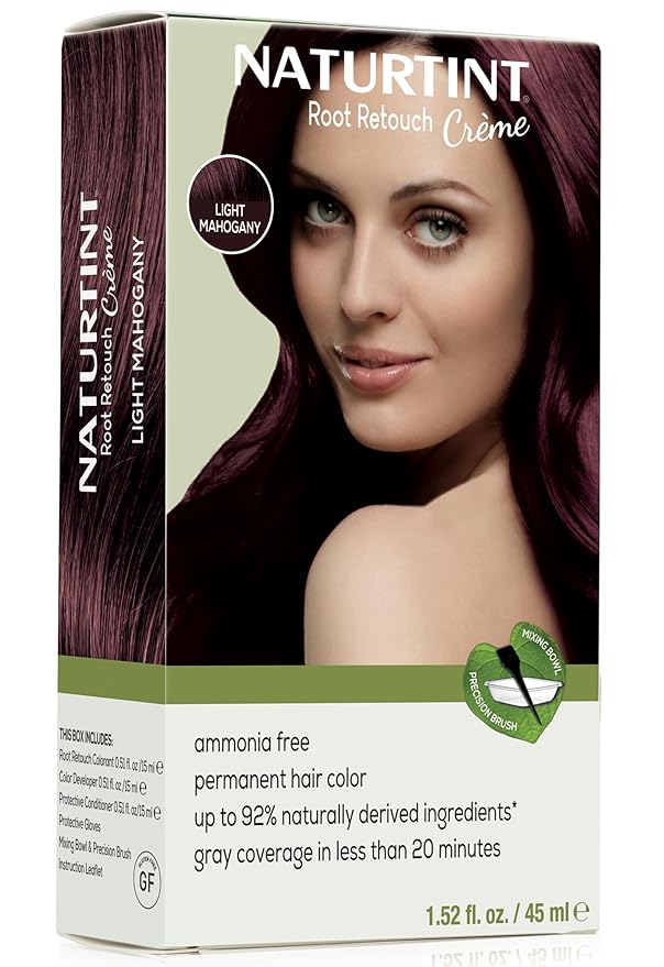 Naturtint Light Mahogany Root Retouch Crème Permanent Hair Color - Ammonia Free, Conceal Grays, No Artificial Scent, 1.52 Fl Oz