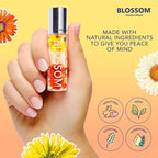 Blossom Roll on Lip Gloss, Gourmand Scented Clear High Shine Moisturizing Lip Oil, Non Sticky, Infused with Real Flowers, Made in USA, 0.2oz, Almond Biscotti