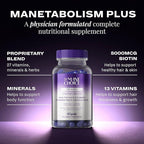 The Mane Choice MANETABOLISM Plus Healthy Hair Growth Vitamins - Supplements for Longer, Thicker, Healthier Hair - Hair Skin & Nails Vitamins for Women & Men (60 Capsules) Packaging May Vary