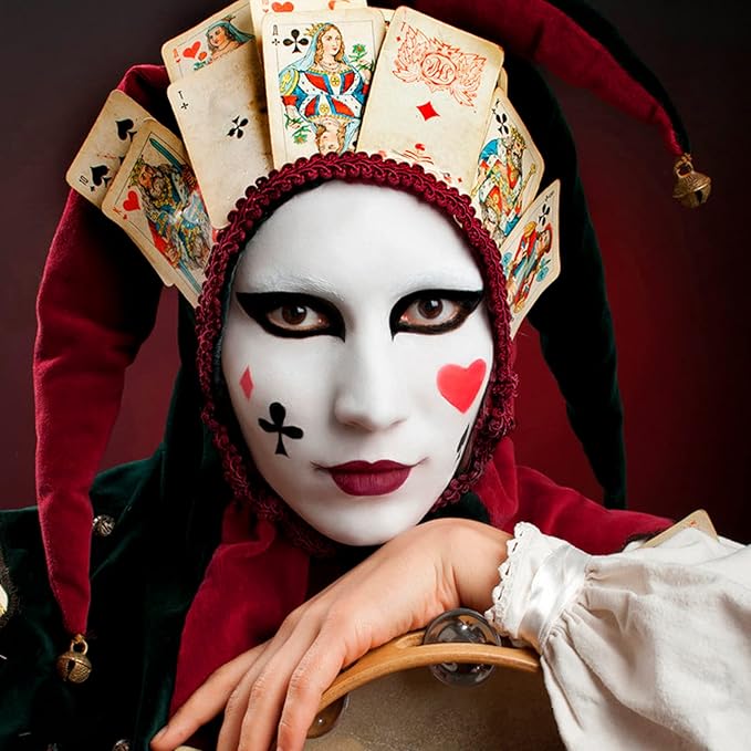 MEICOLY Clown Makeup Kit,White Black Red Face Body Paint for Halloween Devil Joker Zombie Vampire Skeleton SFX Makeup,Pro Oil Based Body Paint with 6 Painting Brushes,4 Sponges,130g/4.59 oz