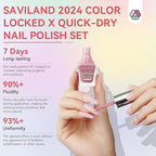 SAVILAND Quick Dry Nail Polish: 6Pcs Hot Sheer Color Fingernail Polish Set Neutral Solid Color Pink Nudes Glitter Nail Polish Kit Castor Oil Non Gel Nail Lacquer Finger Toe Nail Art Home DIY Gift Set