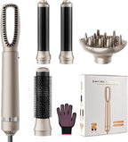Bo'laiya 5-in-1 Hot-Air Brushes Brush for Straightening, Curling & Styling, Detachable & Interchangeable Brush Head, Negative Ionic Technology, for All Hair Types,Protective Glove Included