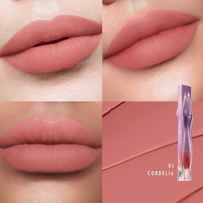 NEBULA VELVET LIP CREAM-Long Lasting Lip Stain, Waterproof and Transferproof Lip Tint, Matte Finish, Smooth Out Lip Lines, Lightweight & High Coverage, Stocking Stuffers (01 CORDELIA)