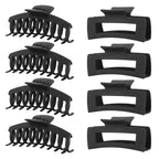 Black Hair Clips for Women -8 Pack 4.3 Inch Large Matte Banana Claw Clips for Women Thin Thick Curly Hair, Big Strong Hold jaw