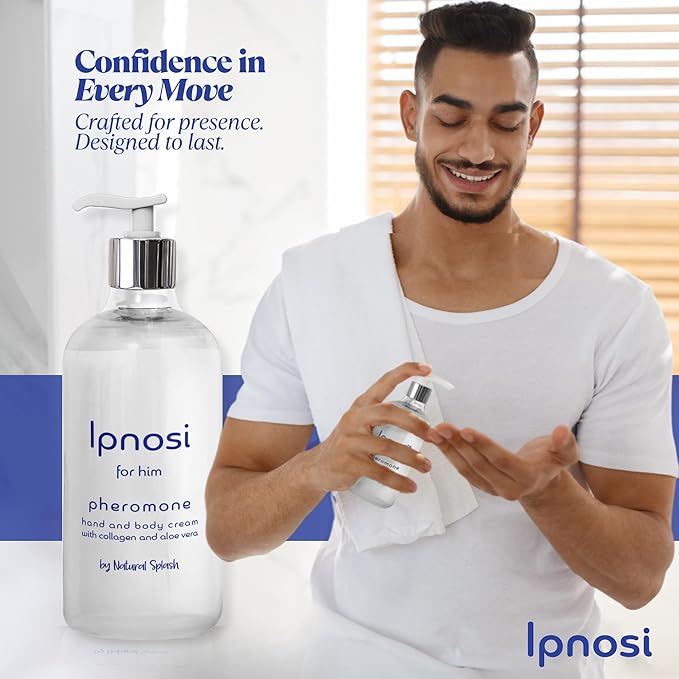 Ipnosi Pheromone Body Cream for Men, Confidence-Boosting Hydrating Lotion for Hands & Body, Fast Absorbing with Aloe & Collagen, Long-Lasting Scent by Natural Splash – 8.45 Fl Oz