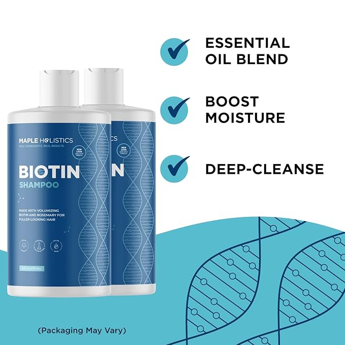 Rosemary and Biotin Shampoo for Thinning Hair - Vegan Volumizing Shampoo for Fine Hair with B Vitamins Argan Oil & Tea Tree Essential Oil - Paraben Silicone and Sulfate Free Vegan Formula (2 Pack)