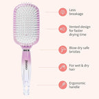 Paddle Hair Brush for Women-Detangling Cushion Brush with Soft Ball-Tip Bristles,Anti-Static Wide Brush for Wet Dry Hair,Smooth Comfortable Scalp Care