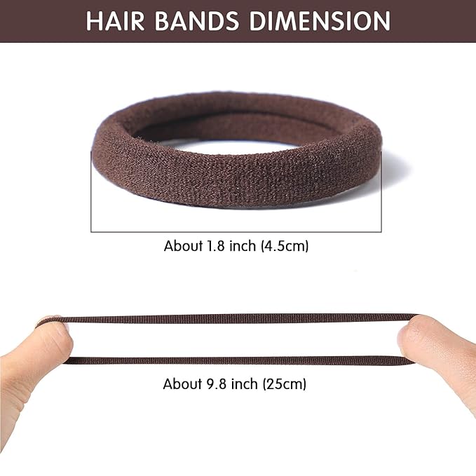 100 Pcs Thick Seamless Brown Hair Ties, Ponytail Holders Hair Accessories No Damage for Thick Hair Christmas Gift(Natural Colors)