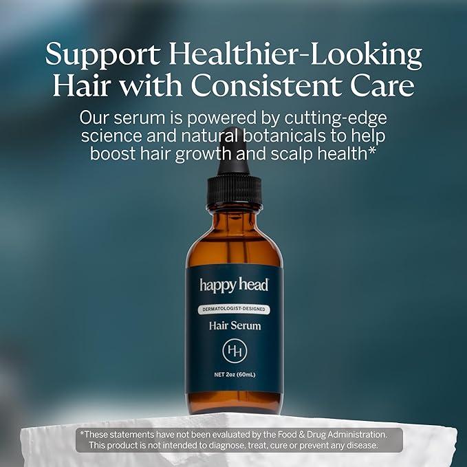 Happy Head Hair Regrowth Serum – Leave-In Scalp & Hair Treatment with Procapil®, Biotin & Rosemary – Lightweight Formula – 2oz