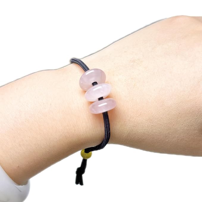 Elastic Hair Tie for Women Real Gemstone beads Ponytail Holders Hair Accessories hair elastic tie for Women Men (Rose Quartz)