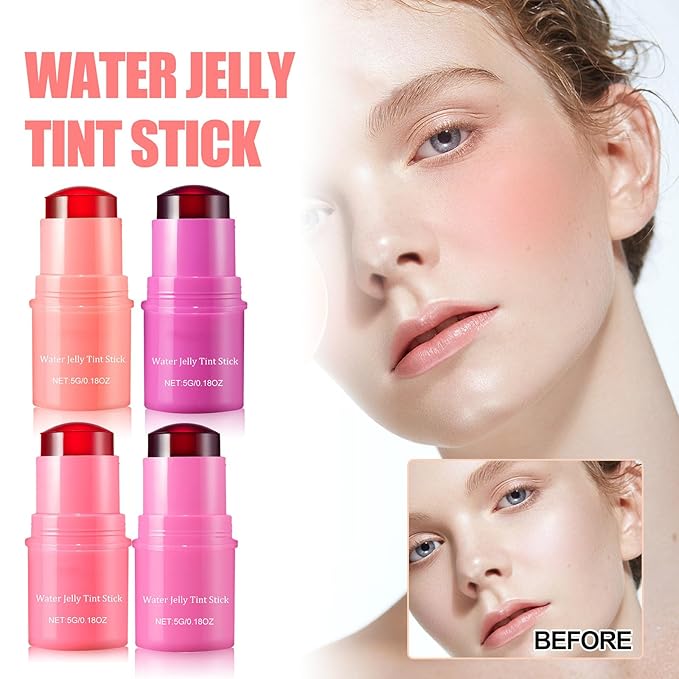 2 PCS Multi-Use Jelly Tint blush Stick, Cooling Cooling