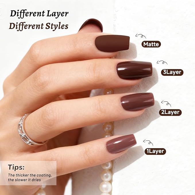 18ml Brown Nail Polish Large Volume Quick Drying Nail Polish, Fast Drying and Long Lasting Color Nail Art DIY Home Manicure Gift for Women