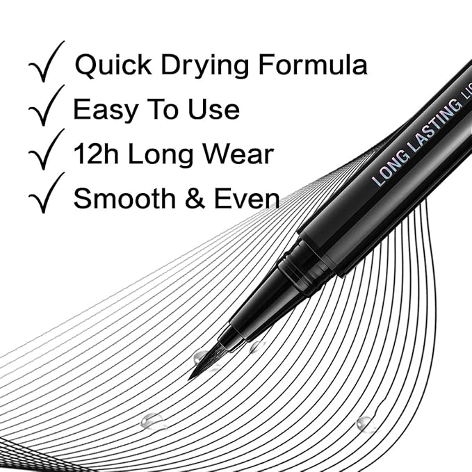 CARSLAN Liquid Eyeliner, Black Eyeliner Liquid Liner, 12H Longlasting Eyeliners, Waterproof & Smudgeproof High Pigmented Eyeliners for Eye Makeup, Black, 2count