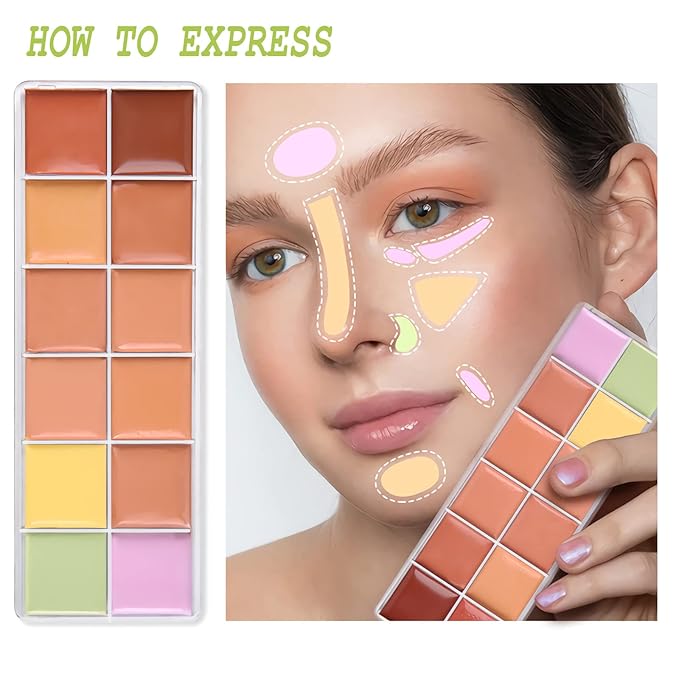 12 Color Correcting Concealer Palette, Cream Color Corrector
