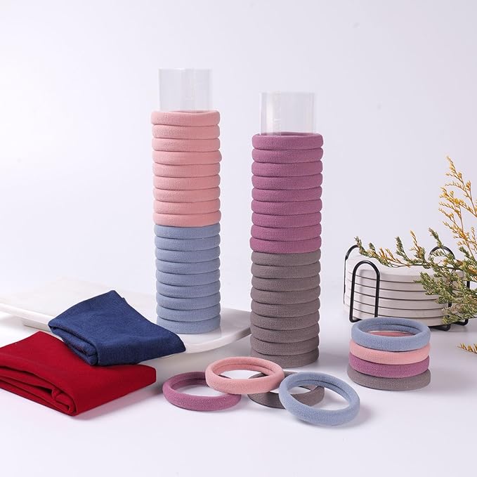 40PCS Hair Ties No Damage & Ponytail Holders, Hair Bands for Women's Hair, Hair Elastics for Thick Hair,Nylon Seamless Hair Ties Set (2in Spring)