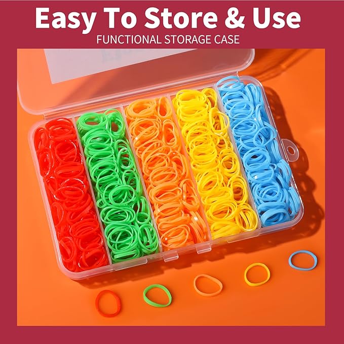 Elastic Hair Bands, YGDZ 5 Colors 600 PCS Mini Rubber Bands for Hair with Organizer Box, Hair Accessories for Toddler, Girl, Baby, Rainbow Color