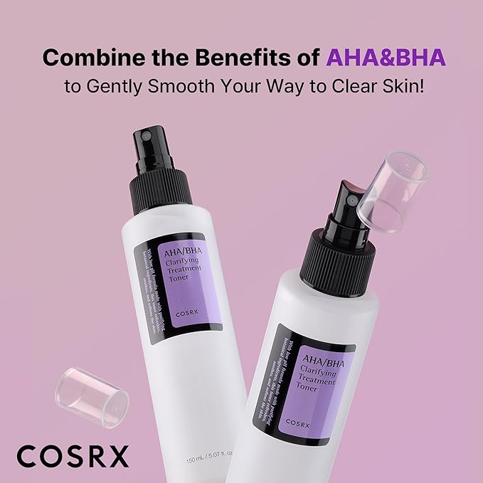COSRX AHA/BHA Treatment Toner 5.07 fl.oz/ 150ml, Facial Exfoliating Spray for Whiteheads, Pores, & Uneven Skin, Korean Toner, Korean Skin Care, Stocking Stuffers, Gifts for Women, Holiday Gifts