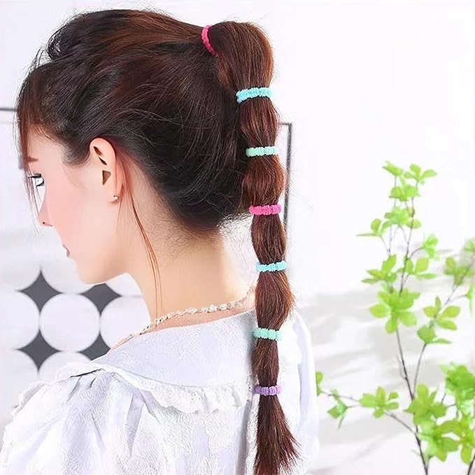 500 PCS Multicolor Cotton Hair Ties, Small Seamless Kids Hair Ties – Soft No-Crease Baby Hair Elastics for Girls, Kids & Toddlers, Gentle Ponytail Holders for Thin & Thick Hair. (multicolour)