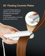 Wavytalk 0.7 Inch Ceramic Mini Hair Straightener - Small Flat Irons for Short Hair, Curls Bangs, Travel Friendly (White)