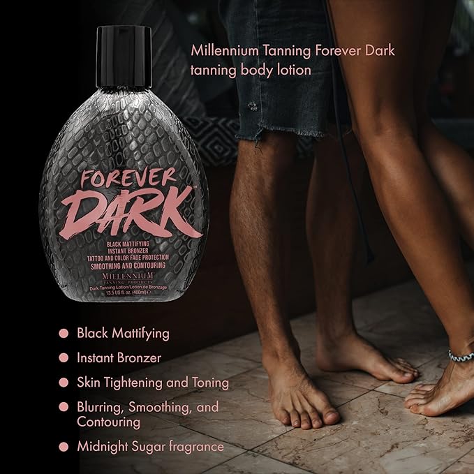 Millennium Tanning Forever Dark, Black Mattifying Instant Bronzer, Tanning Lotion, 13.5 Ounces