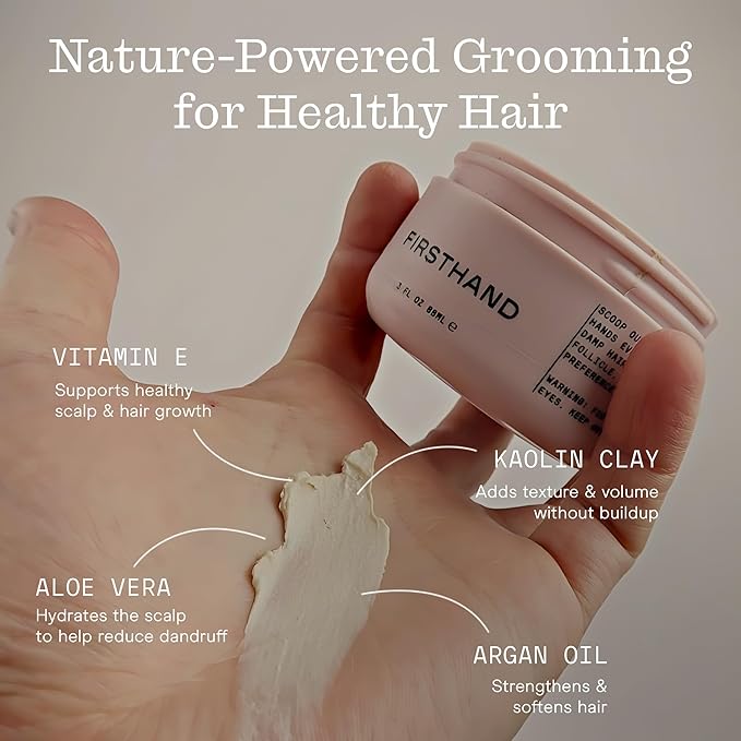 Firsthand Supply Hair Clay Pomade for Men & Women – Matte Clay Finish & Extra Strong Hold – Non-Greasy, Water-Based Organic Pomade – Easy to Restyle – Ideal for Short to Medium Hair Length – 3oz