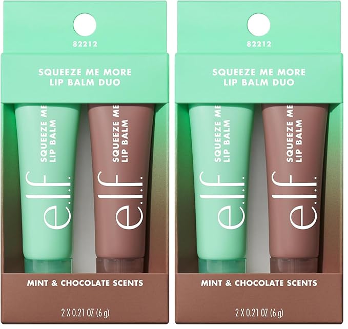 e.l.f. Squeeze Me More Lip Balm Duo, Moisturizing Balm For A Sheer Tint Of Color, Made With Hyaluronic Acid, Vegan & Cruelty-Free, Mint & Chocolate (Pack of 2)