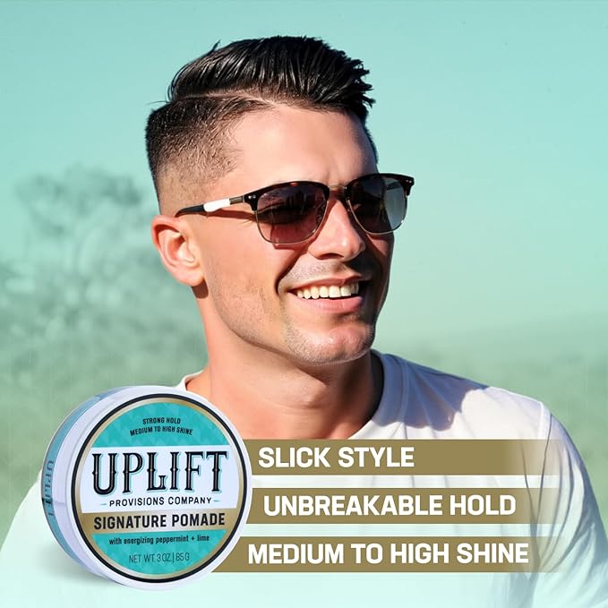 Uplift Provisions Company Signature Pomade for Bold Hair Styles That Last - Strong Hold, High Shine, Effortless Wash-Out, Unisex Appeal, 3 oz.