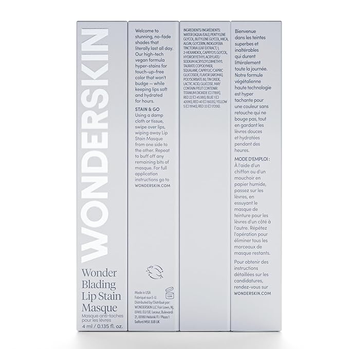 Wonderskin Wonder Blading Peel and Reveal Lip Liner Stain Masque – Long-Lasting Waterproof Tint, Transfer-Proof Matte Finish, Peel Off Makeup (Romance Stain & Go)