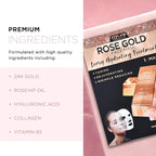 Azure Cosmetics Rose Gold Luxury Hydrating Facial Sheet Mask - Firming, Lifting & Deeply Moisturizing - Helps Reduce Fine Lines & Wrinkles, Signs of Aging & Dry Patches - Made in Korea - Pack of 5