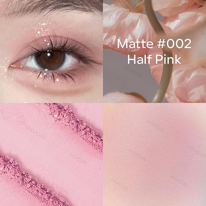 KYDA Single Matte Eyeshadow, Light Pink Purple Eyeshadow, Ultra-fine Lightweight Powder, Multiuse Blendable for Eye Shadow and Blush, Daily Matte Eyes Makeup, Half Pink