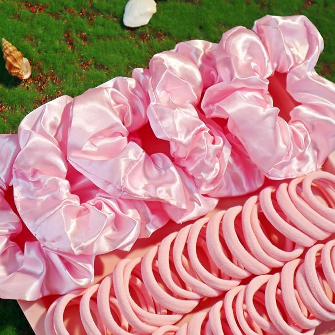 YANRONG 1159PCS Hair Accessories for Woman Set Seamless Ponytail Holders Variety Hair Scrunchies Hair Bands Scrunchy Hair Ties For Thick and Curly (1159PCS (pink))