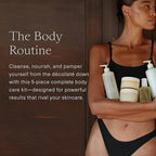 Oak Essentials The Body Routine Set | 5-Step Spa Kit with Blue Tansy Body Lotion, Body Oil, Wash, Scrub & Balm for Hydrated Skin