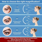 20x Lighted Magnifying Mirror with Suction Cups, Large 6'' Magnified Mirror with Light High Magnification Travel Makeup Mirror, Rechargeable Battery, 3 Colors Dimming Light, with Tweezers &Scissors