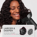 TYMO Diffuser Hair Dryer Blow Dryer - 300 Million Ionic Hairdryer with Diffuser & Comb Attachment for Curly Hair, Professional Blowdryer for Women, Cool Air Button, Small Travel Lightweight, Black