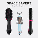 Travel Size Hair Dryer Dual Voltage Hair Styler, 110-240V 2 Inch Oval Jet Brush, Blow Dryer with Universal Adapter for Worldwide Use