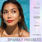 Glitter Freckles, Holographic Face and Body Glitter Tattoo Sparkle for Women Gold Glow Cosmetic Star Makeup Accessories for Festival Rave (Holographic&Gold)