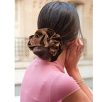 CEELGON Brown Big Velvet Scrunchie 6.5 Inches Jumbo Scrunchies Hair Ties Oversized Ponytail Holder for Thick Curly Hair Extra Large Hair Accessories for Women (Brown)