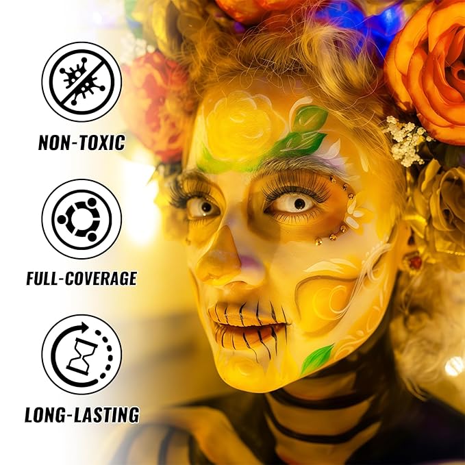 Yellow Oil Based Face Body Paint Stick, Non-toxic Full-coverage Face Painting for Halloween Lion Tiger Minions Stage Zombie Cosplay SFX Makeup, Waterproof Cream Yellow Body Painting for Adults