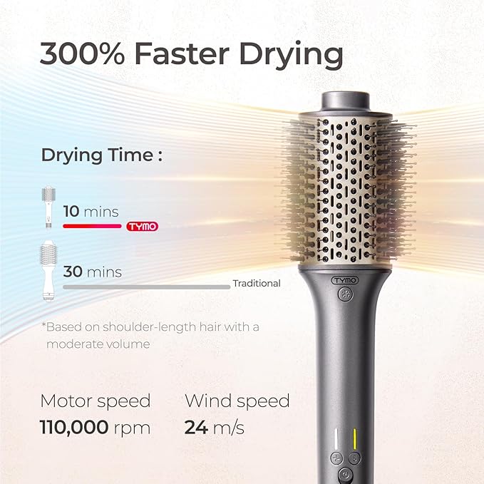 TYMO Hair Dryer Brush Blow Dryer in One, 300% High Speed Hot Air Blowout Brush with Cool Shot, One Step Hairdryer, Straightener, Curling, Volumizer, 12 Setting Mode, 200M Negative Ion for Frizz-Free
